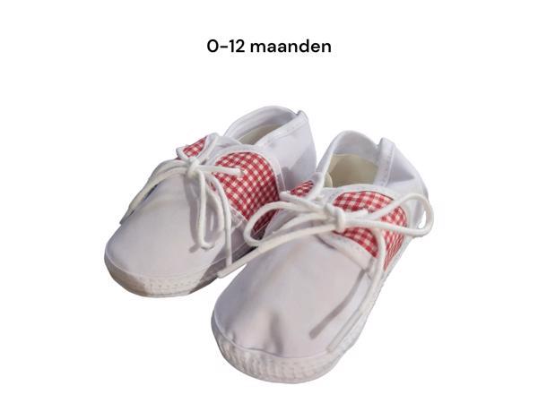 Junior Joy Babyschoenen slofjes wit rood half geruit