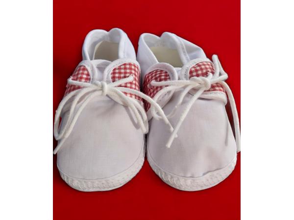 Junior Joy Babyschoenen slofjes wit rood half geruit