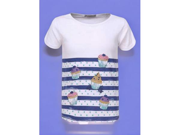 Glo-Story t-shirt cupcakes blauw 104