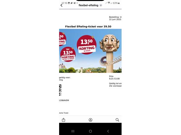 Efteling e-tickets te koop