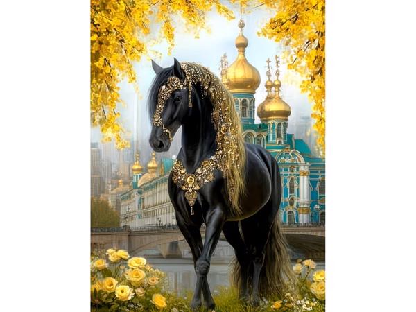 50x40cm Diamond Painting paard paleis (vierkant) nr 60