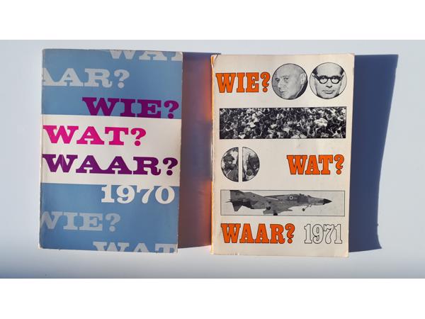 32 boeken WIE WAT WAAR 1947 - 1984