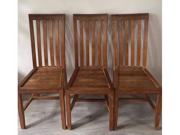 3 teakhouten eetkamer stoelen