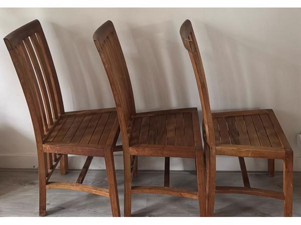 3 teakhouten eetkamer stoelen