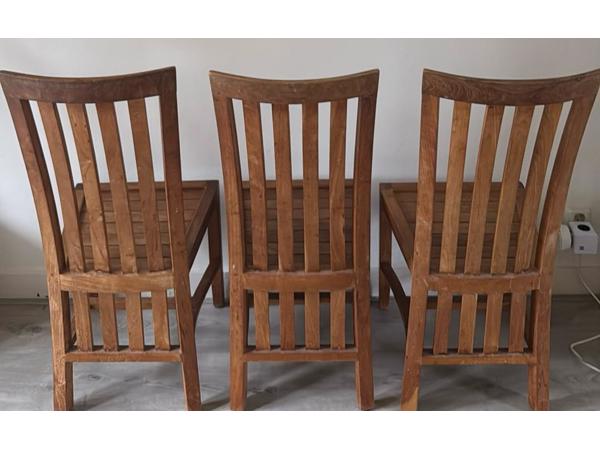 3 teakhouten eetkamer stoelen