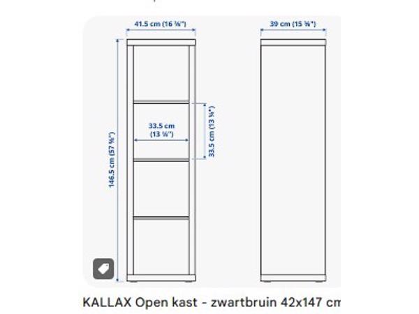 Open Ikea kast met 4 vakken zwart Kallax