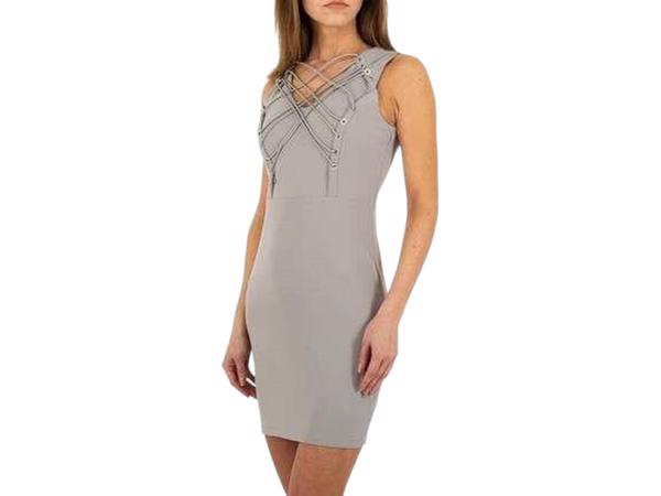 Stretchy veter jurk grijs L