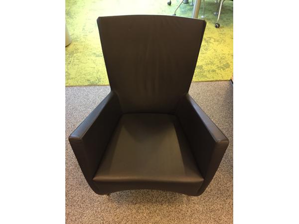 Lederen fauteuils zwart 2 stuks