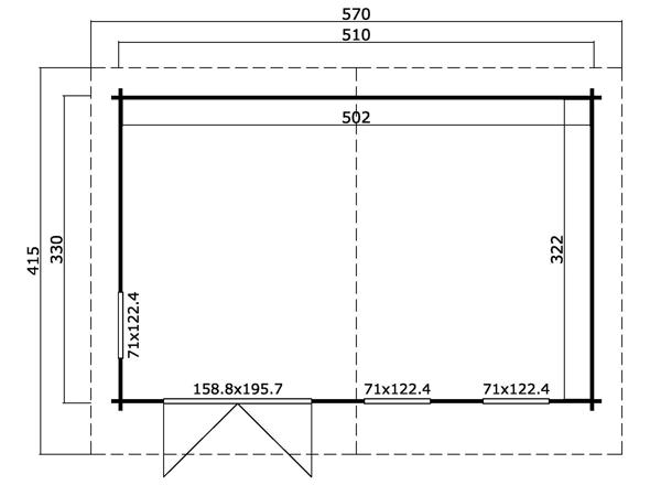 Tuinhuis-Blokhut Baruda 53: 510 x 330 cm