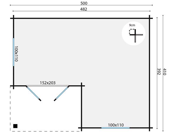 Blokhut - Tuinhuis Johan | 34 mm | vuren onbehandeld
