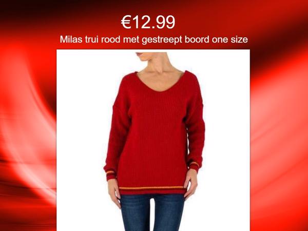 Milas trui rood met gestreept boord one size