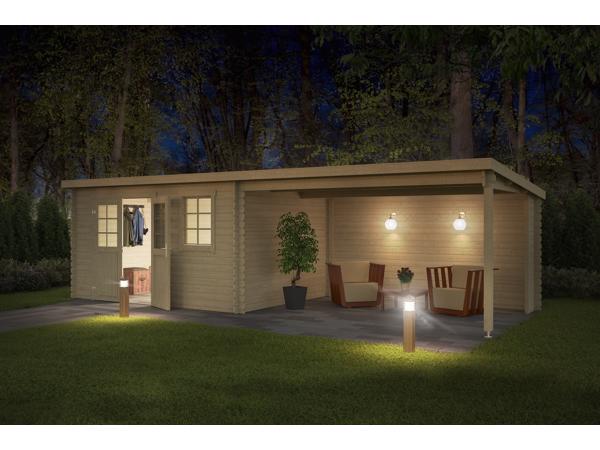 Blokhut met overkapping Aida 760x275 Onbehandeld vuren