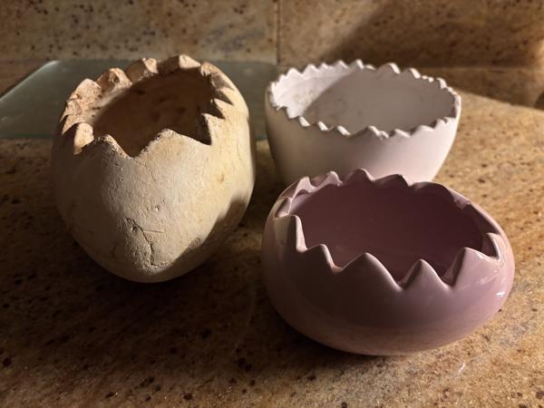 3 aardewerk porselein bakjes Pasen creatief paasbakje