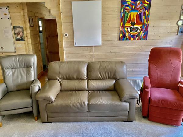 Sta op stoel Italiaanse leren bank plus Fauteuil in een €950