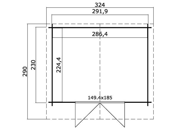 Blokhut Baltimore 292x230 Onbehandeld vuren