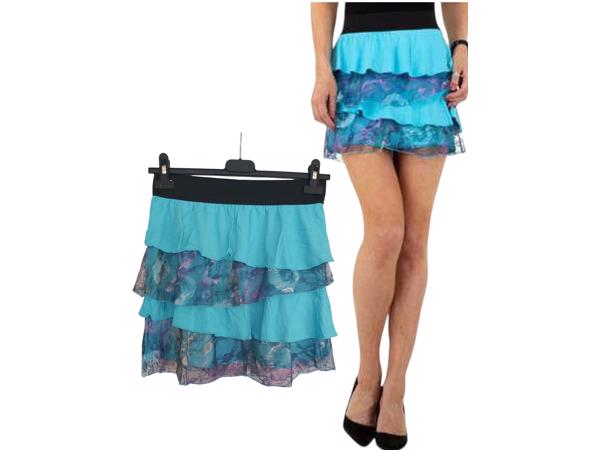 Metrofive mini rok met laagjes van kant turquoise L/XL