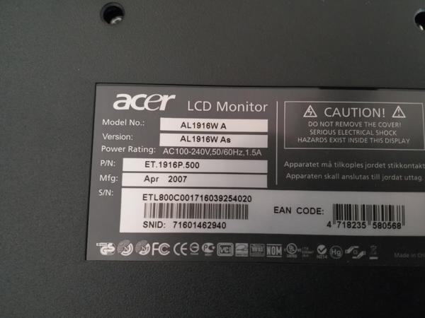 Acer monitor 18 inch