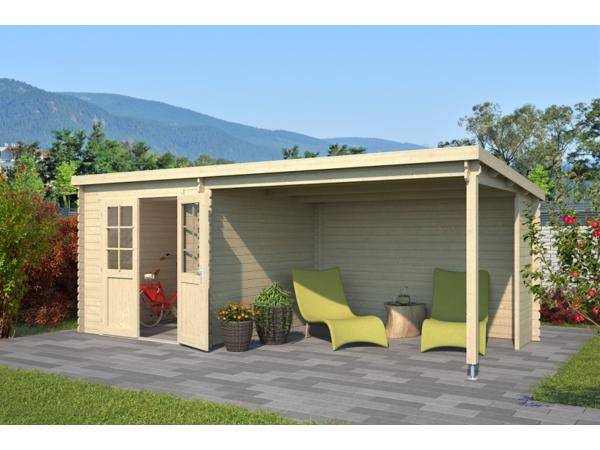 Blokhut met overkapping Sunniva 570x275 Onbehandeld vuren