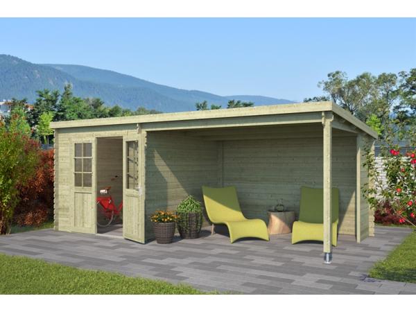 Blokhut met overkapping Sunniva 570x275 Onbehandeld vuren