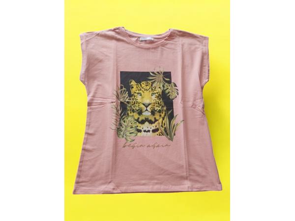 Glo-story t-shirt roze tijger S/36