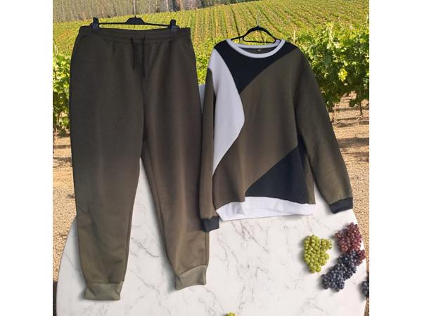 Heren joggingspak khaki wit zwart XXL