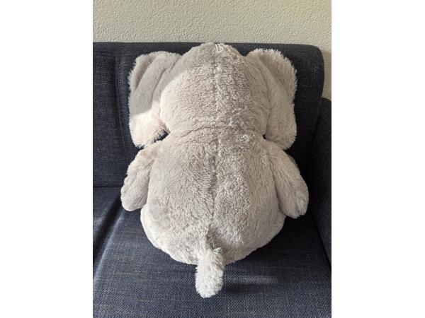 Grote knuffel olifant grijs met wit roze accenten 72cm