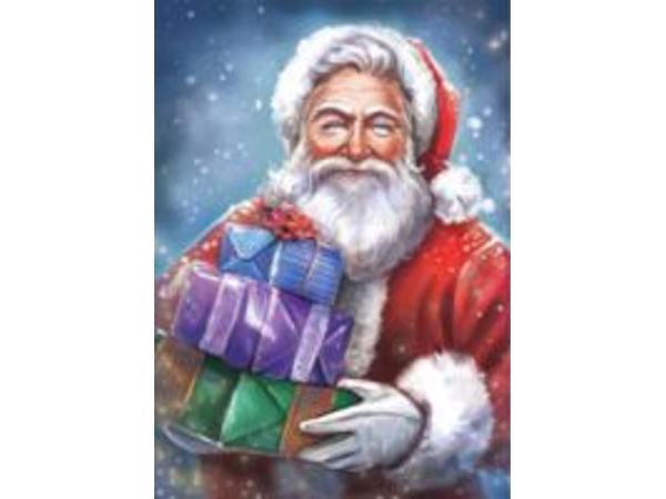 Diamond painting kerstman met cadeau 50x40cm