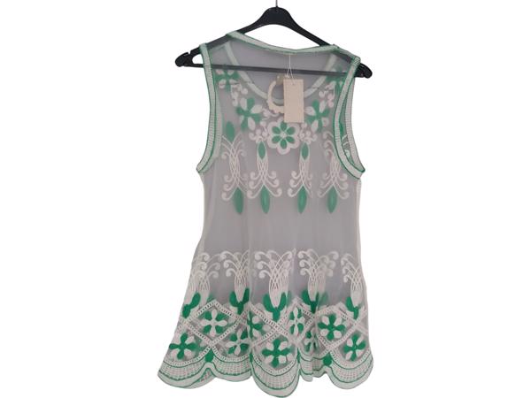 Whoa doorschijnende ibiza top met parels groen S/M