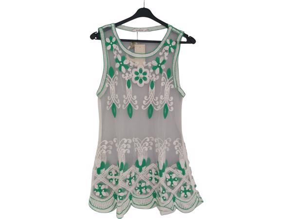 Whoa doorschijnende ibiza top met parels groen S/M