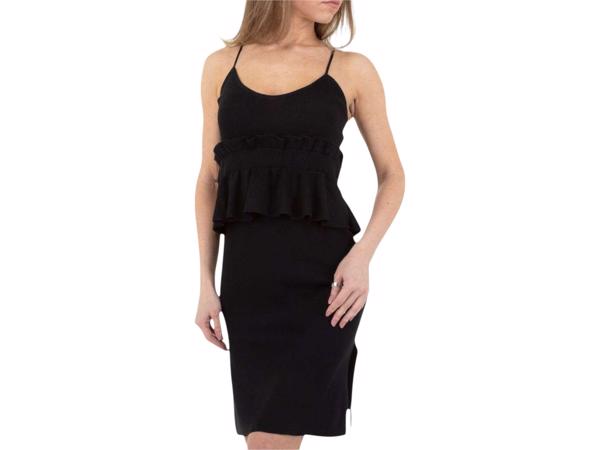 Stretchy ribgebreide jurk zwart S/M