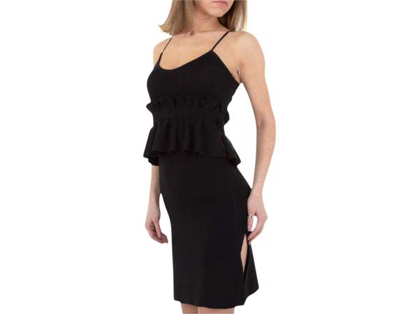 Stretchy ribgebreide jurk zwart S/M