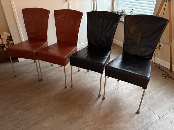 4 leren eetkamer stoelen
