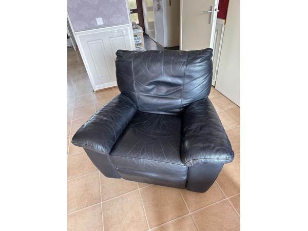 Fauteuil/relaxstoel zwart leer