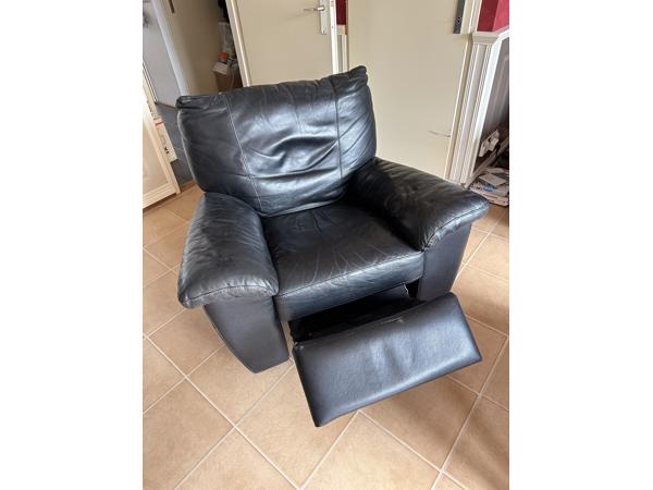 Fauteuil/relaxstoel zwart leer