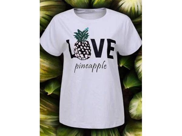 Glo-Story t-shirt lichtblauw love pineapple S