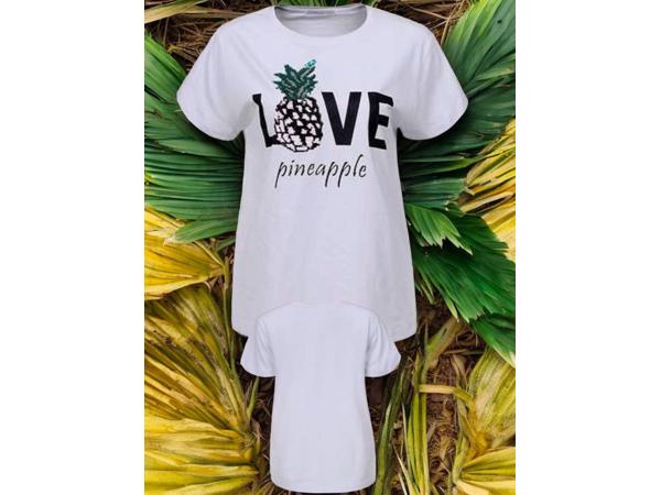 Glo-Story t-shirt lichtblauw love pineapple S