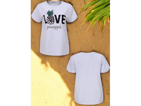 Glo-Story t-shirt lichtblauw love pineapple S