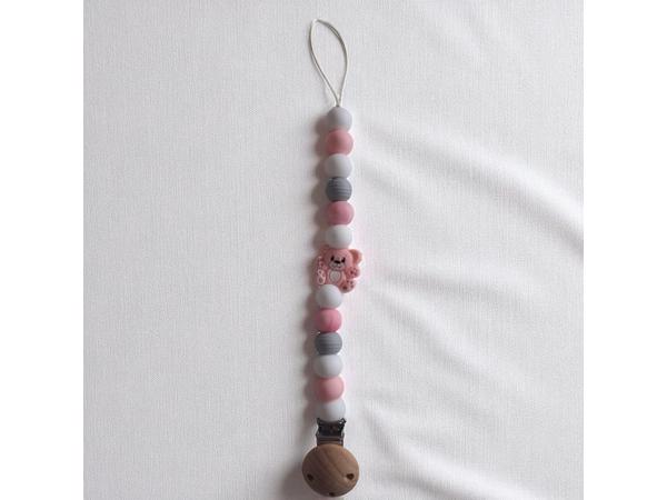 Speenkoord beertje lichtroze grijs wit