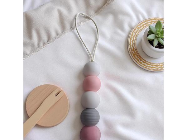 Speenkoord beertje lichtroze grijs wit