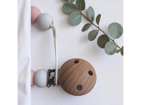 Speenkoord beertje lichtroze grijs wit