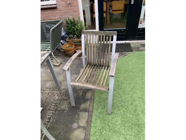 Tuinset (tafel + 4 stoelen) Alu + hout