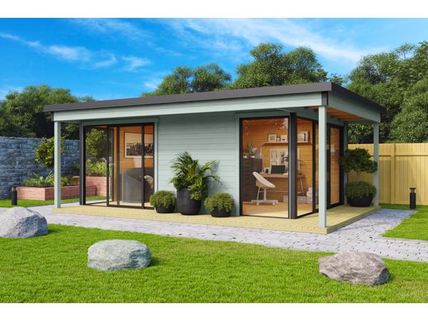 Tuinhuis-Blokhut Domeo 3 Loggia set:  508,8 x 321,9cm