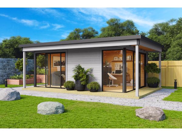 Tuinhuis-Blokhut Domeo 3 Loggia set:  508,8 x 321,9cm