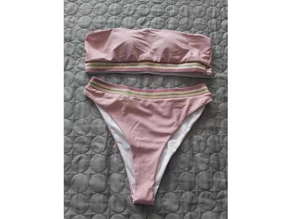 Bandeau bikini roze goud hoge taille XL