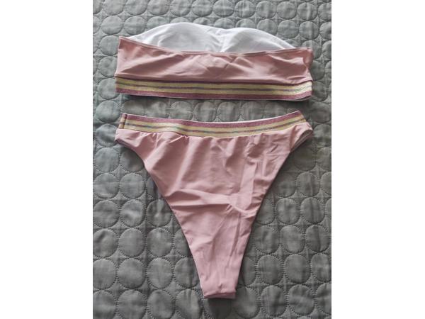 Bandeau bikini roze goud hoge taille XL