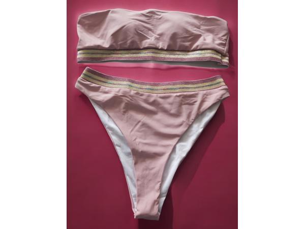 Bandeau bikini roze goud hoge taille XL