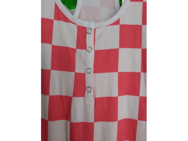 Playsuit roze wit geblokt M
