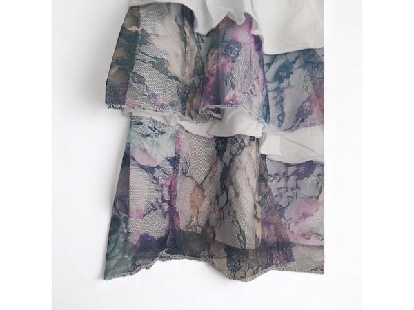 Mini rok met laagjes van kant wit L/XL
