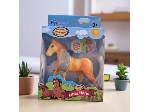 Little horse speelpaard geel oranje gevlekt grijs haar