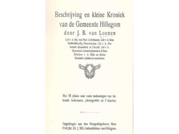 Beschrijving en kleine kroniek van de gemeente Hillegom